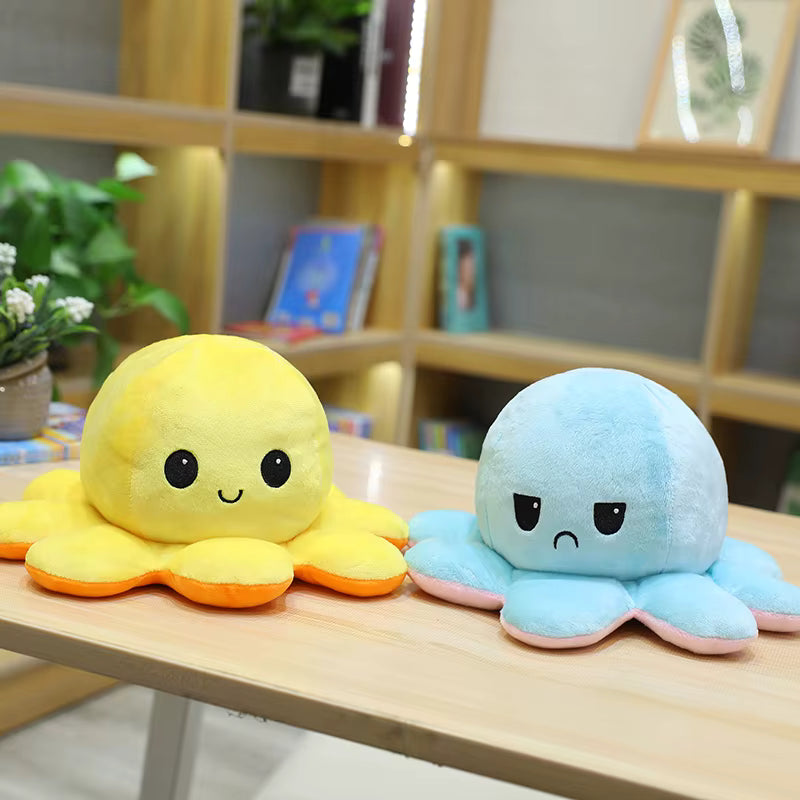 Reversible Octopus Plush – Soft Mood Toy with Two Expressions