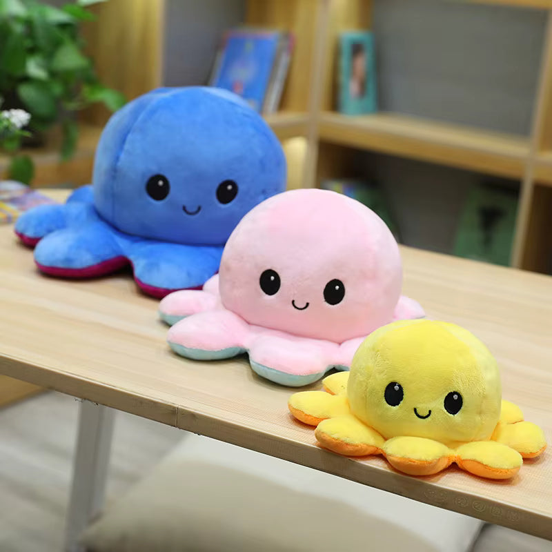 Reversible Octopus Plush – Soft Mood Toy with Two Expressions